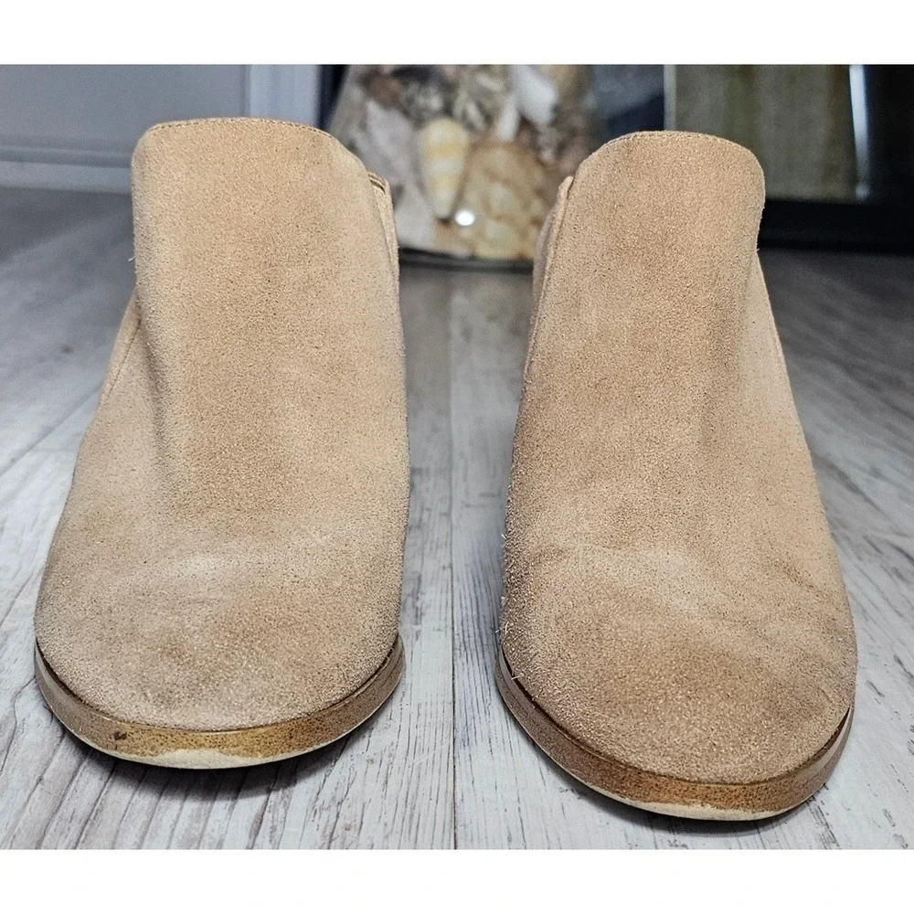 Michael‎ Kors Tan Suede Block Heel Mules Ankle Booties Shoes Women's 8M